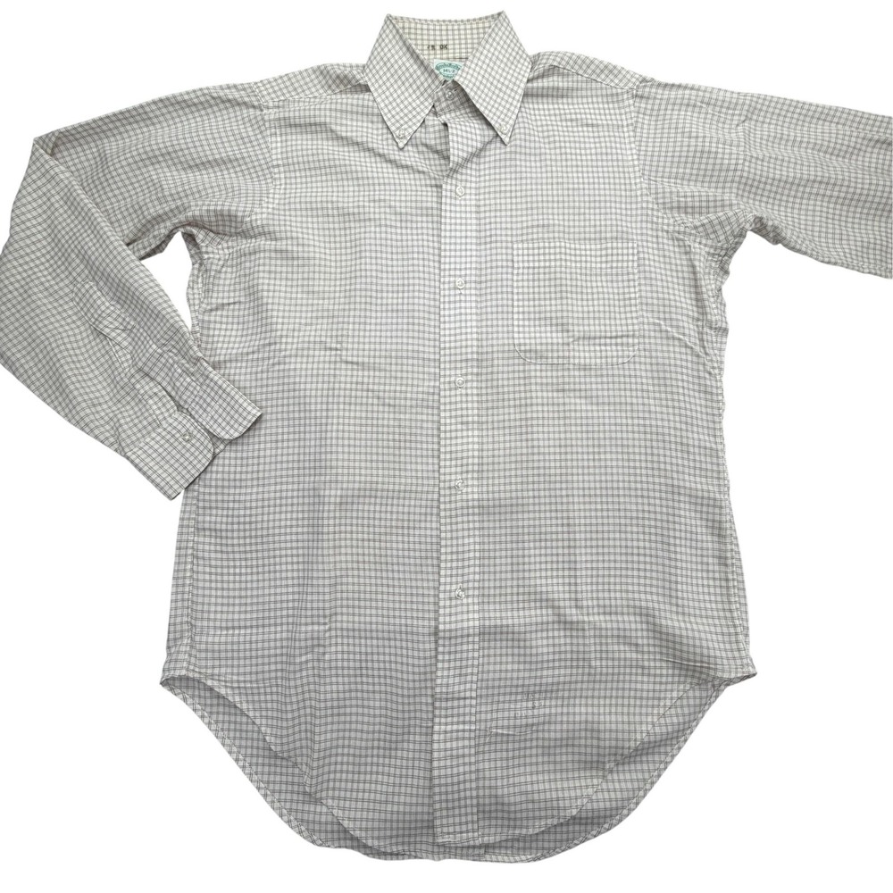 Brooks Brothers Shirt Mens 14.5 Check Long Sleeve Button Up Brookscloth Vintage